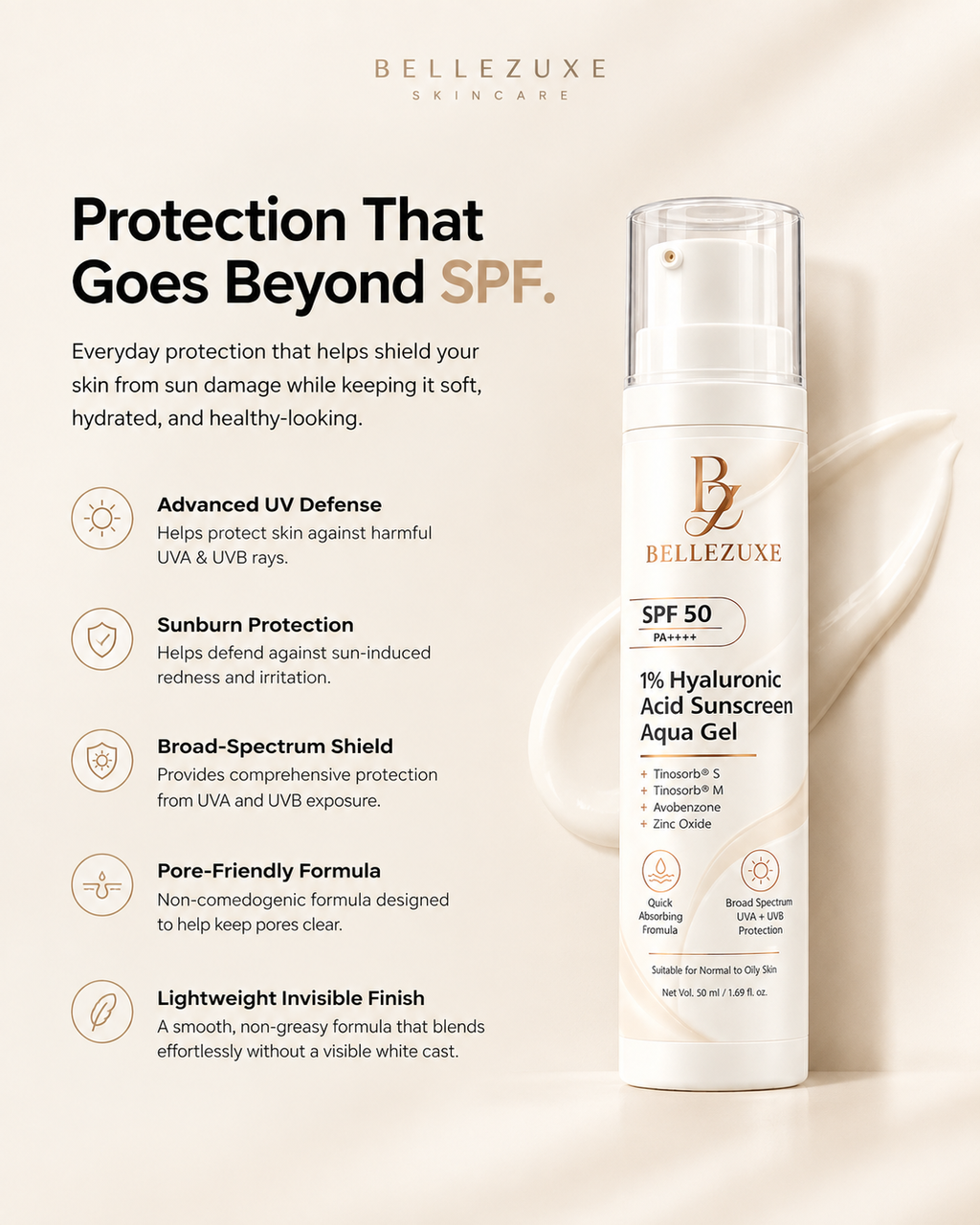 SPF 50+ Sunscreen Auqa Gel