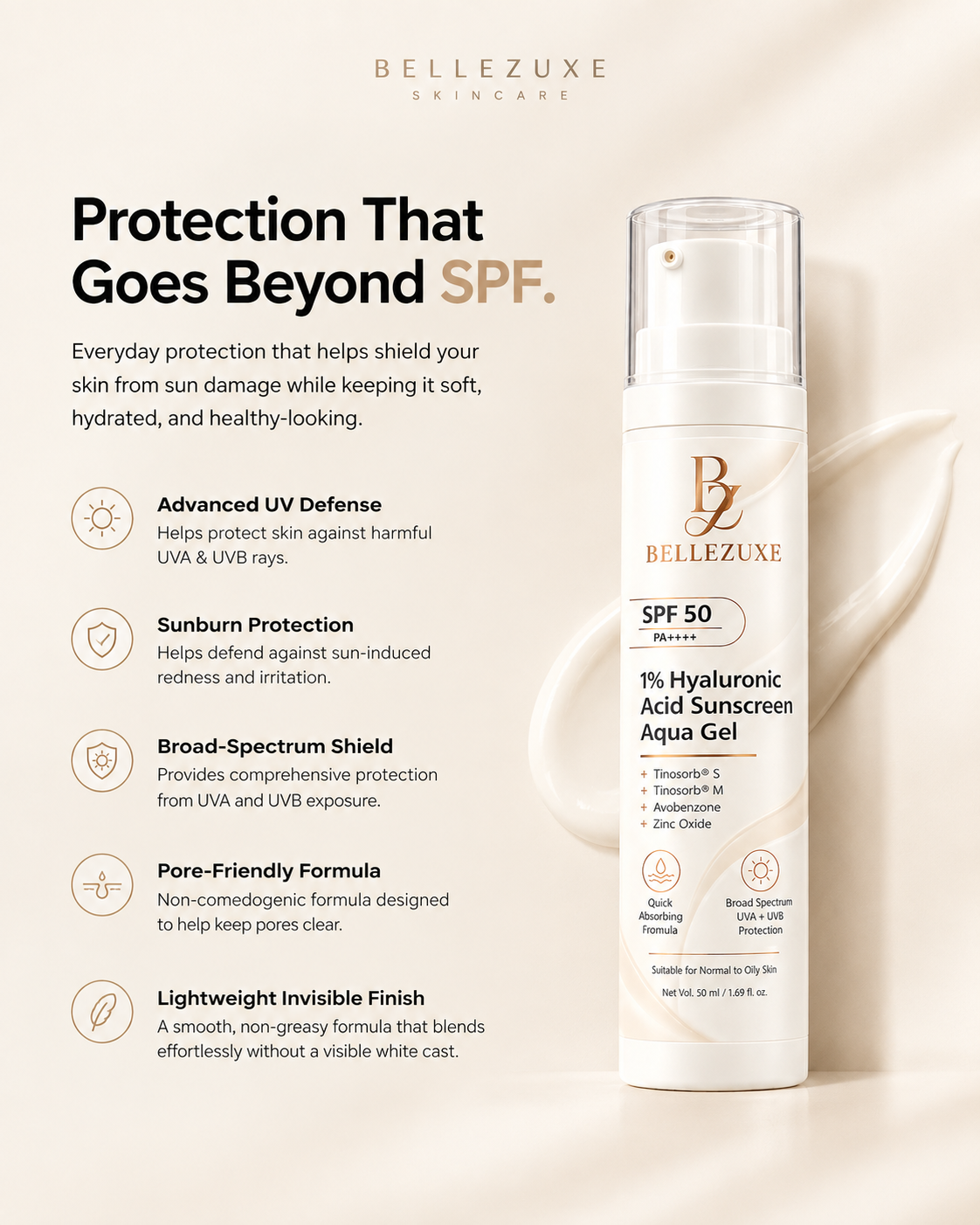 SPF 50+ Sunscreen Auqa Gel